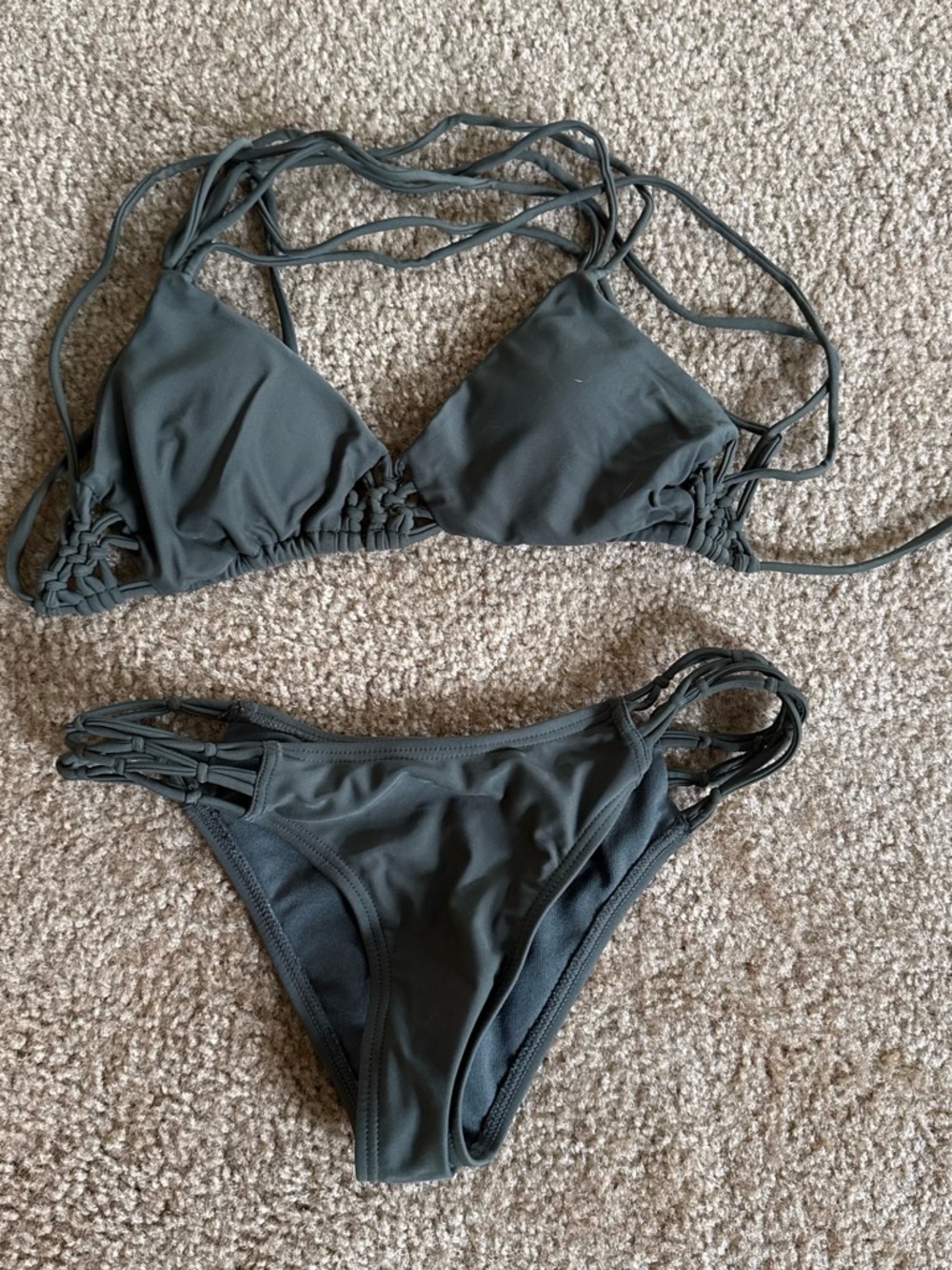 PacSun Dark Gray Strappy Triangle Bikini Set
